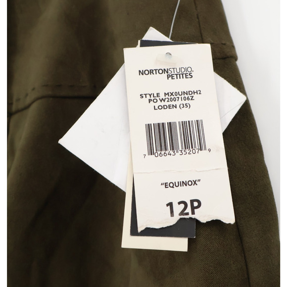 NWT Olive Green Vegan Suede‎ Pencil Skirt  Fall Business Casual Goblin Size 12P - Picture 4 of 9